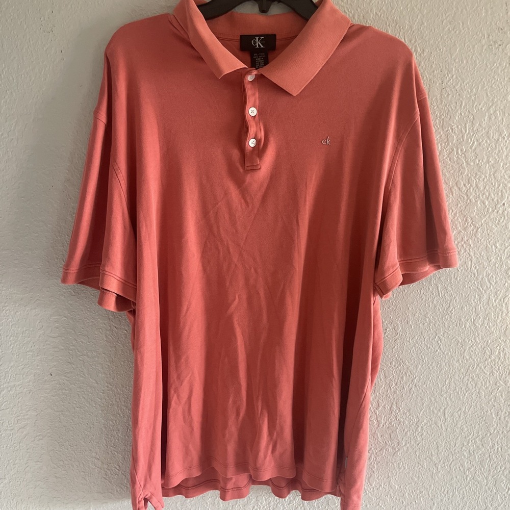 Calvin Klein Men's Orange Polo Shirt 100% Cotton Size XL
